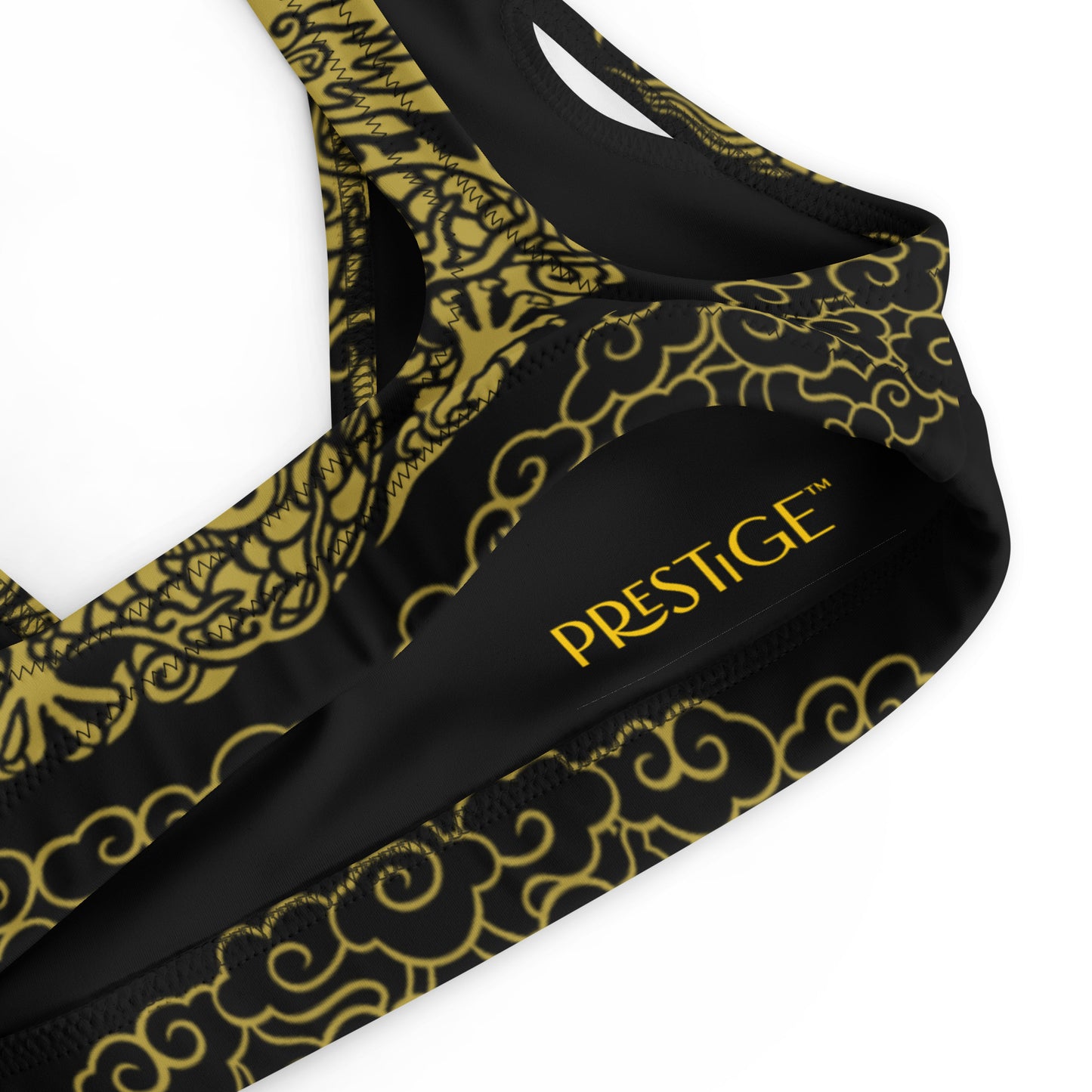 Haut de maillot de bain éco-responsable rembourré Prestige™ Dragon Noir et Or