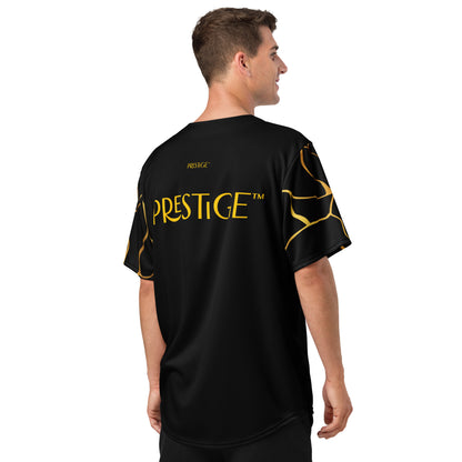 Prestige™ recyceltes Baseball-Trikot aus schwarzem und goldenem Filament