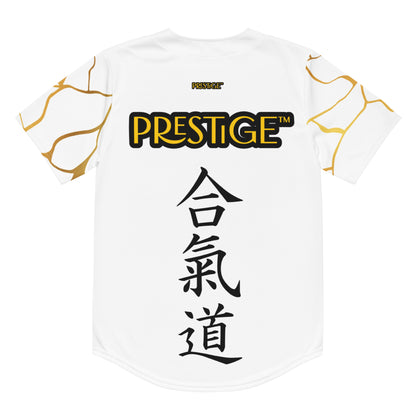 Maillot de baseball recyclé Prestige™ Blanc et Or Filament