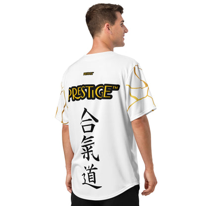 Maillot de baseball recyclé Prestige™ Blanc et Or Filament