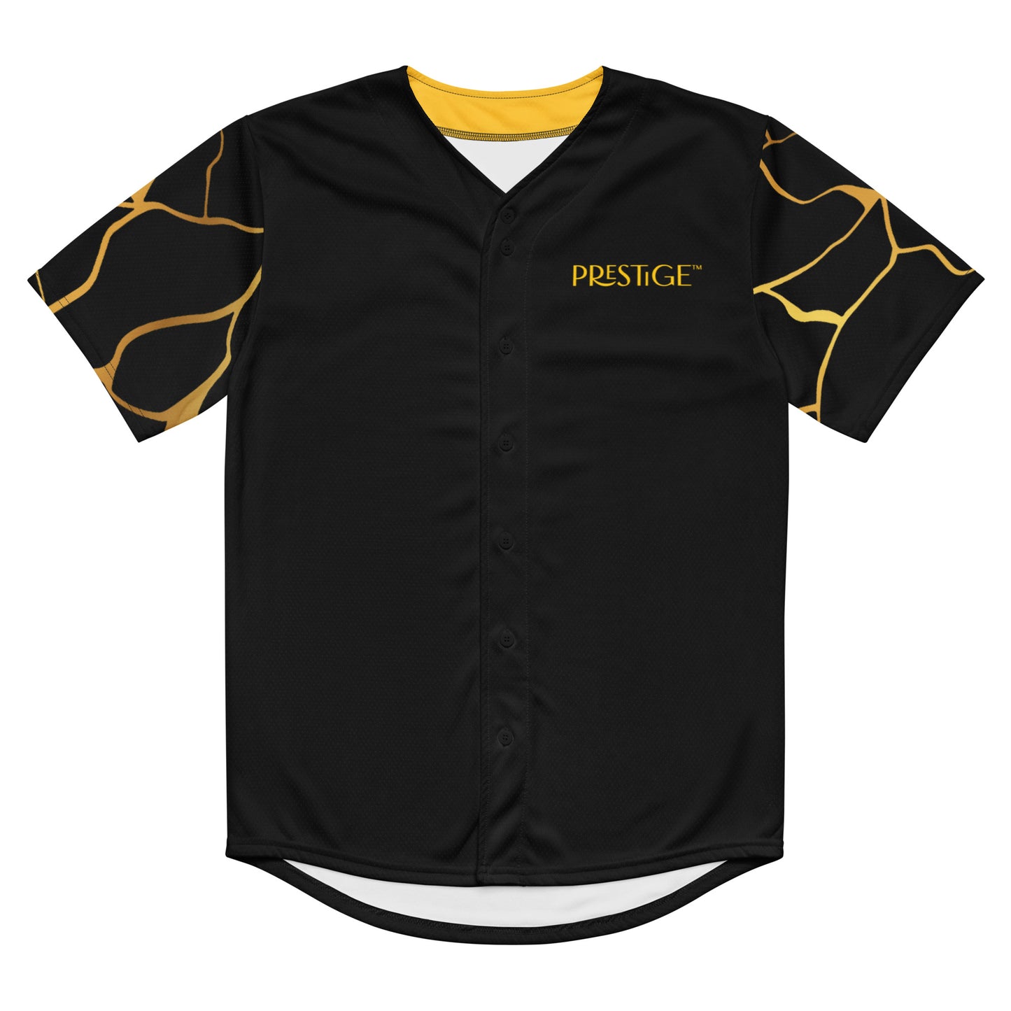 Prestige™ recyceltes Baseball-Trikot aus schwarzem und goldenem Filament