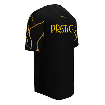 Prestige™ recyceltes Baseball-Trikot aus schwarzem und goldenem Filament