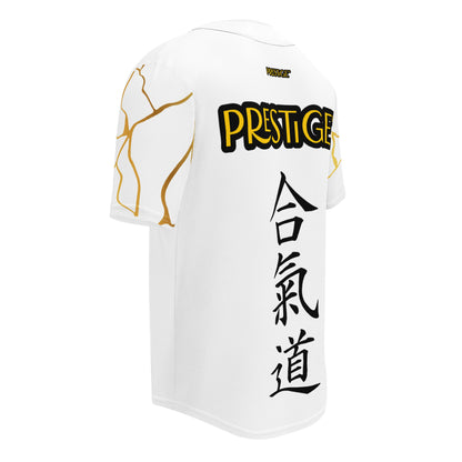 Maillot de baseball recyclé Prestige™ Blanc et Or Filament