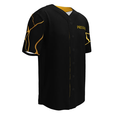 Prestige™ recyceltes Baseball-Trikot aus schwarzem und goldenem Filament