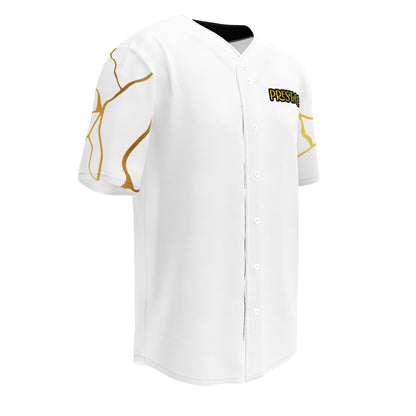 Maillot de baseball recyclé Prestige™ Blanc et Or Filament