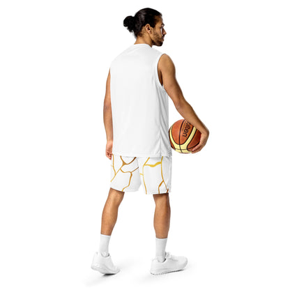 Prestige™ White & Gold Unisex Knit Shorts