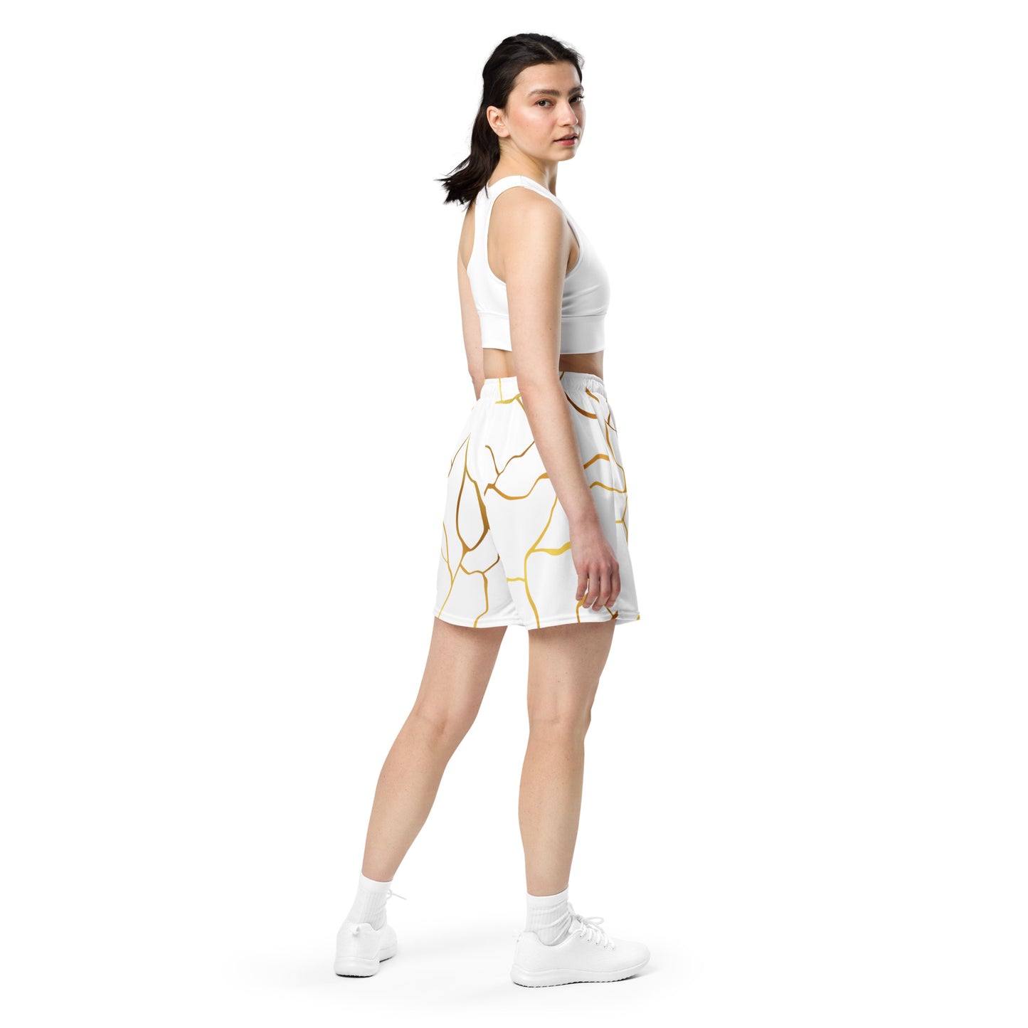 Prestige™ White & Gold Unisex Knit Shorts