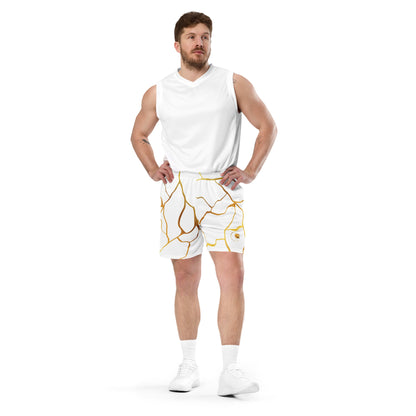 Prestige™ White & Gold Unisex Knit Shorts