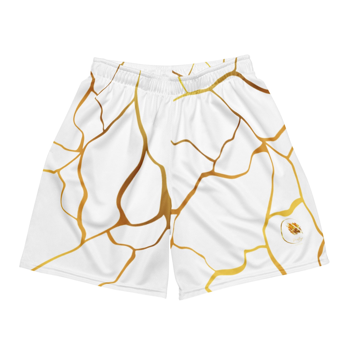 Prestige™ White & Gold Unisex Knit Shorts