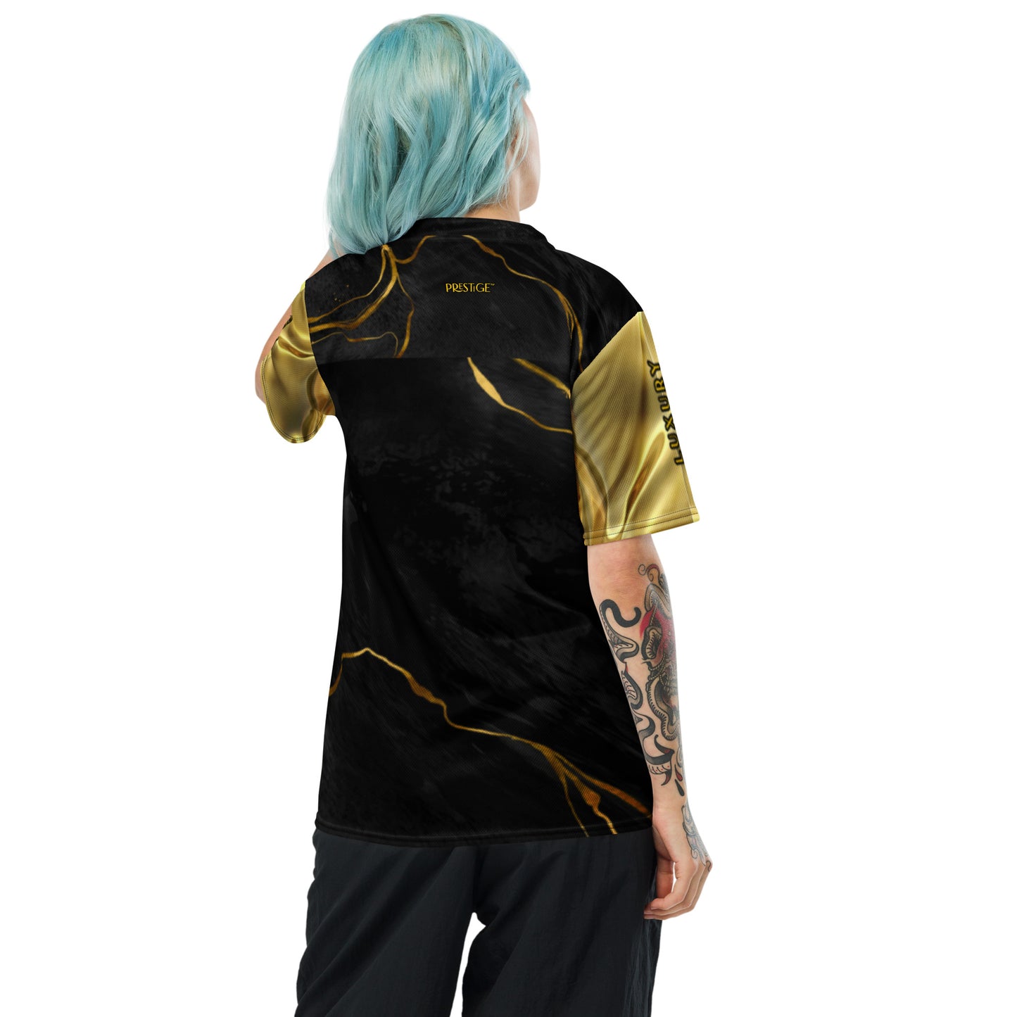 Prestige™ Lifestyle Luxury Marble Black Gold and Gold Unisex Jersey