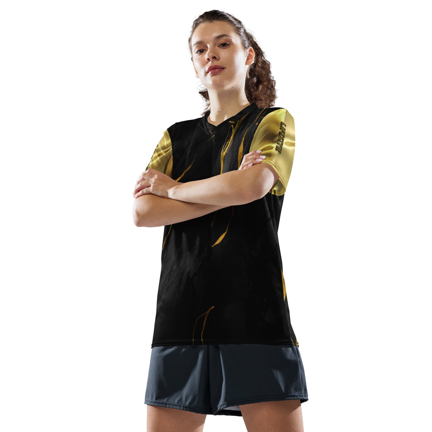 Prestige™ Lifestyle Luxury Marble Black Gold and Gold Unisex Jersey