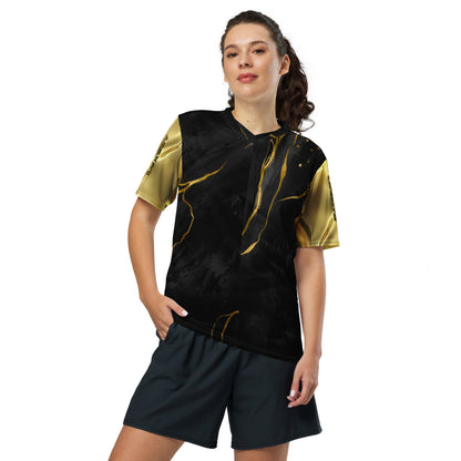 Prestige™ Lifestyle Luxury Marble Black Gold and Gold Unisex Jersey