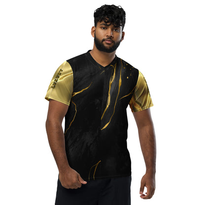 Prestige™ Lifestyle Luxury Marble Black Gold and Gold Unisex Jersey