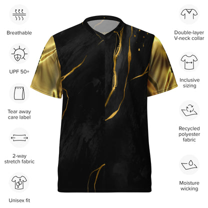 Prestige™ Lifestyle Luxury Marble Black Gold and Gold Unisex Jersey