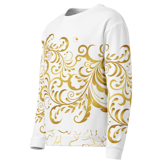 Sweat-Shirt Prestige™ Blanc et Or Unisexe Floraison