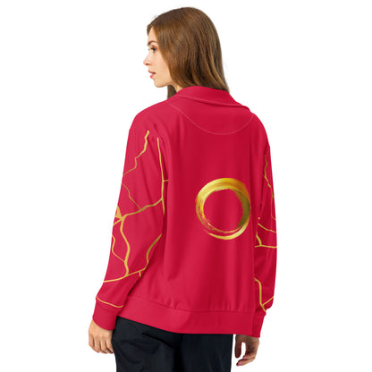 Prestige™ Unisex Track Jacket Carmine Red and Gold Filament Horizon