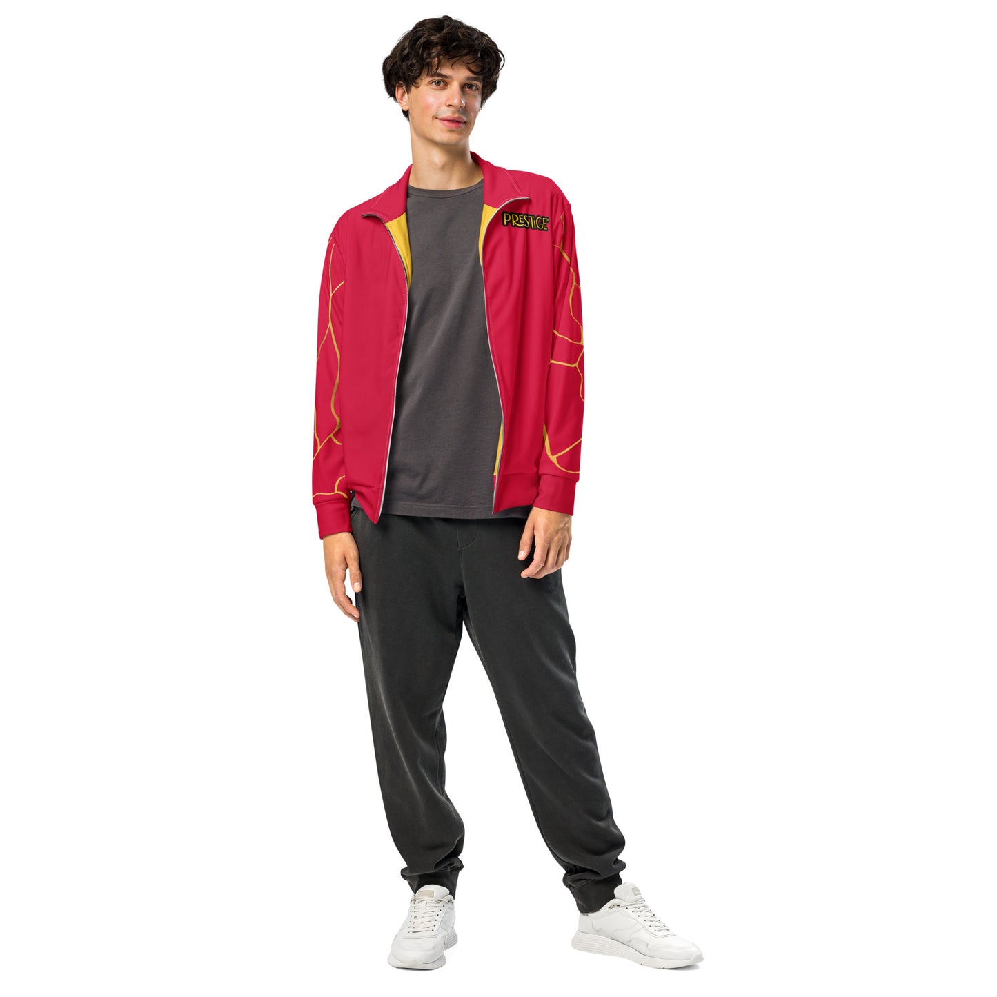 Prestige™ Unisex Track Jacket Carmine Red and Gold Filament Horizon