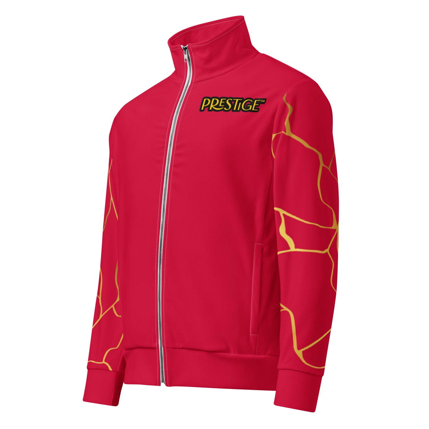 Prestige™ Unisex Track Jacket Carmine Red and Gold Filament Horizon