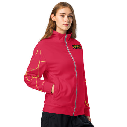 Prestige™ Unisex Track Jacket Carmine Red and Gold Filament Horizon