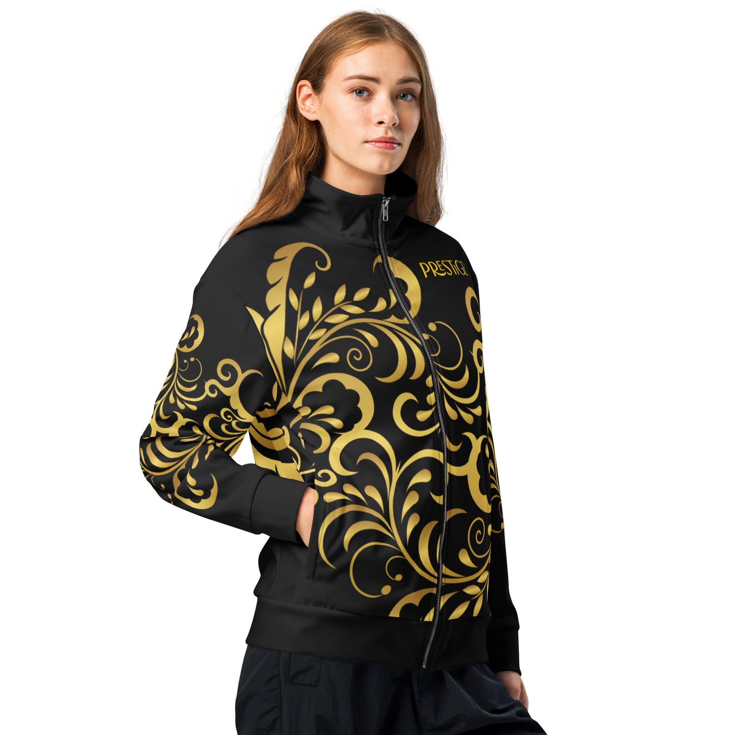 Unisex-Trainingsjacke „Blooming“ in Schwarz und Gold