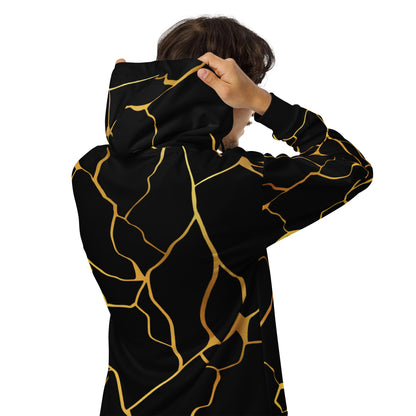 Prestige™ Unisex-Kapuzenpullover mit Reißverschluss, Schwarz und Gold