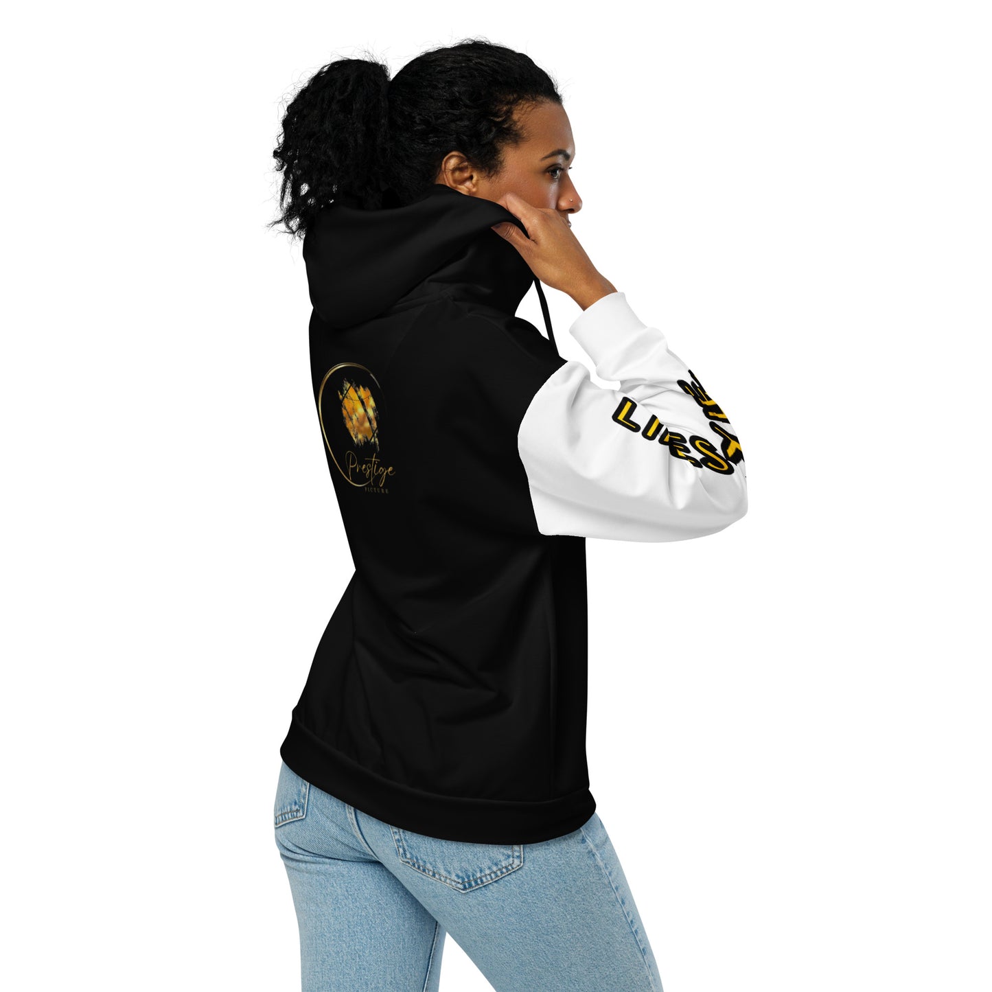 Prestige™ Unisex Zip-Up Hoodie Black &amp; White Lifestyle &amp; Luxury