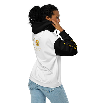 Prestige™ Unisex Zip-Up Hoodie White &amp; Black Lifestyle &amp; Luxury