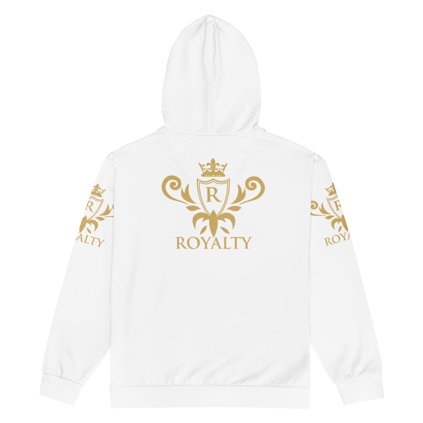 Sweat à capuche zippé unisexe Prestige™ Blanc & Or KING