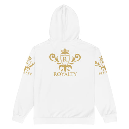 Sweat à capuche zippé unisexe Prestige™ Blanc & Or KING