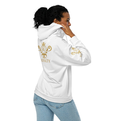 Sweat à capuche zippé unisexe Prestige™ Blanc & Or KING