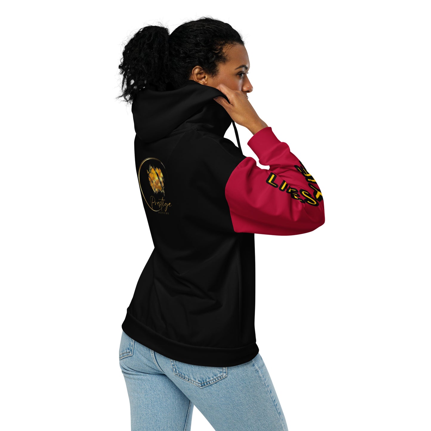 Prestige™ Unisex Zip Hoodie Schwarz &amp; Wein Lifestyle &amp; Luxus