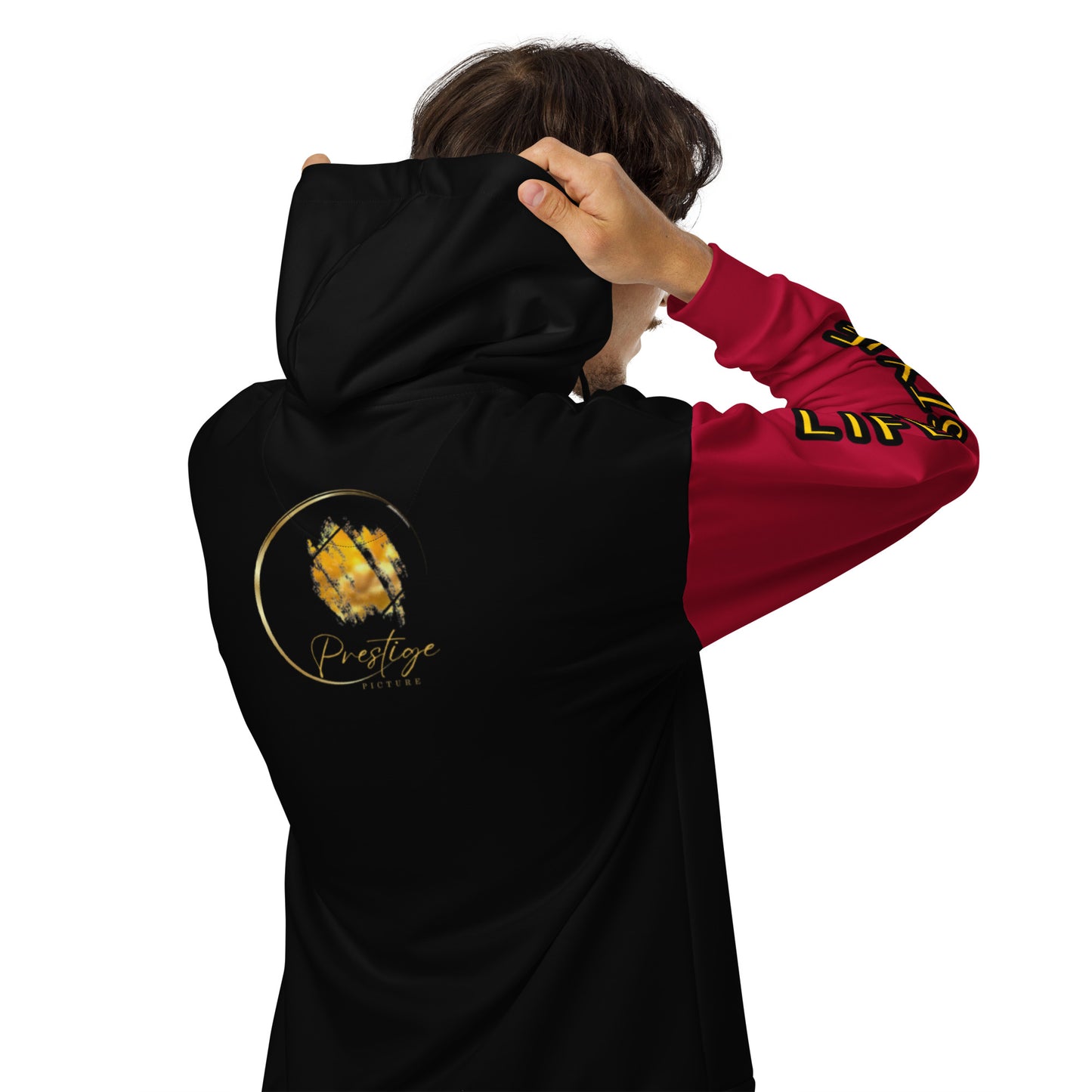 Prestige™ Unisex Zip Hoodie Schwarz &amp; Wein Lifestyle &amp; Luxus