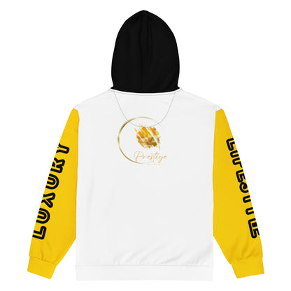 Sweat à capuche zippé unisexe Prestige™ Blanc & Jaune Lifestyle & Luxury