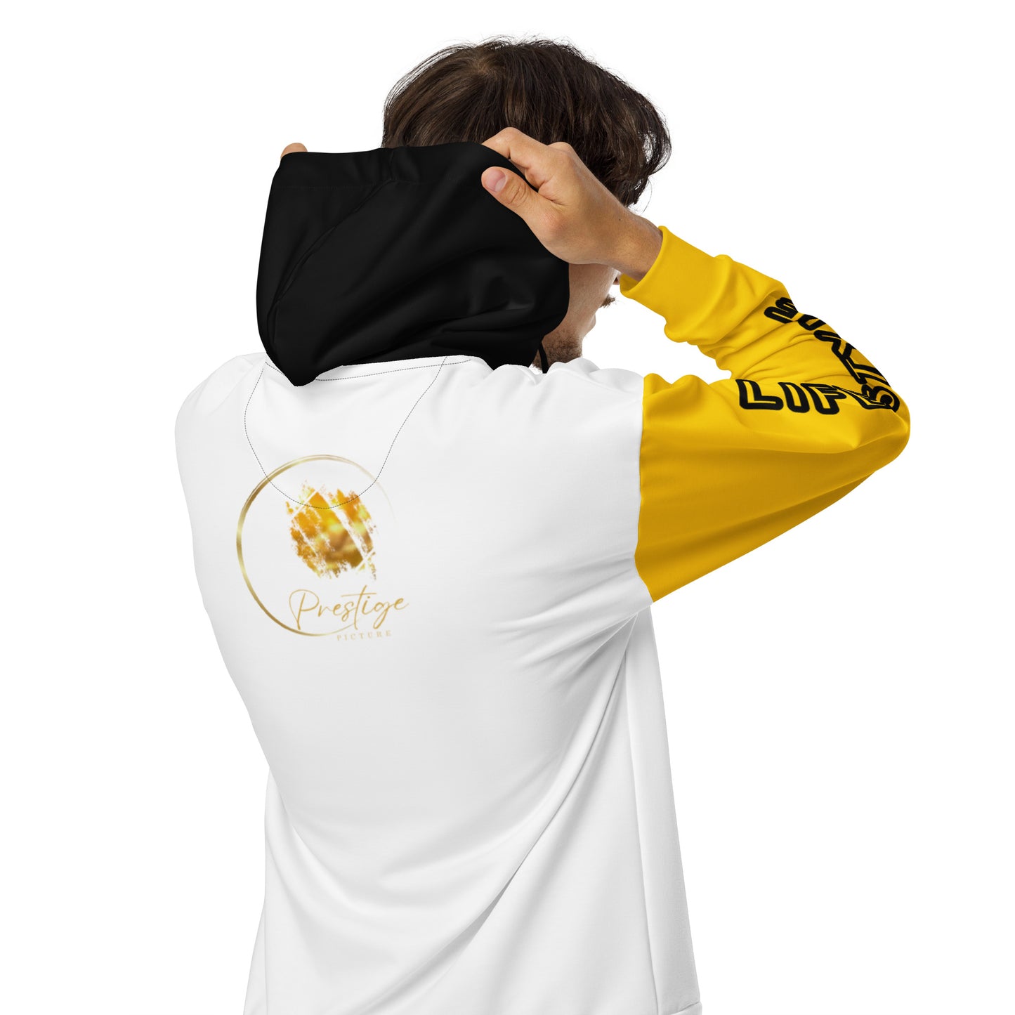 Sweat à capuche zippé unisexe Prestige™ Blanc & Jaune Lifestyle & Luxury