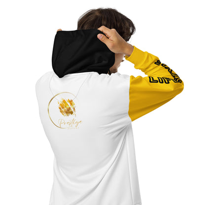 Sweat à capuche zippé unisexe Prestige™ Blanc & Jaune Lifestyle & Luxury