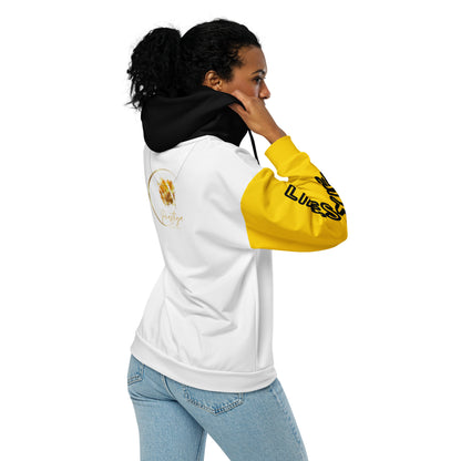 Sweat à capuche zippé unisexe Prestige™ Blanc & Jaune Lifestyle & Luxury