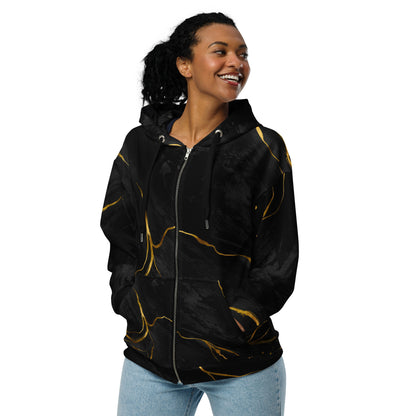 Black & Gold Unisex Zip Hoodie