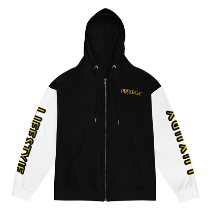 Prestige™ Unisex Zip-Up Hoodie Black &amp; White Lifestyle &amp; Luxury