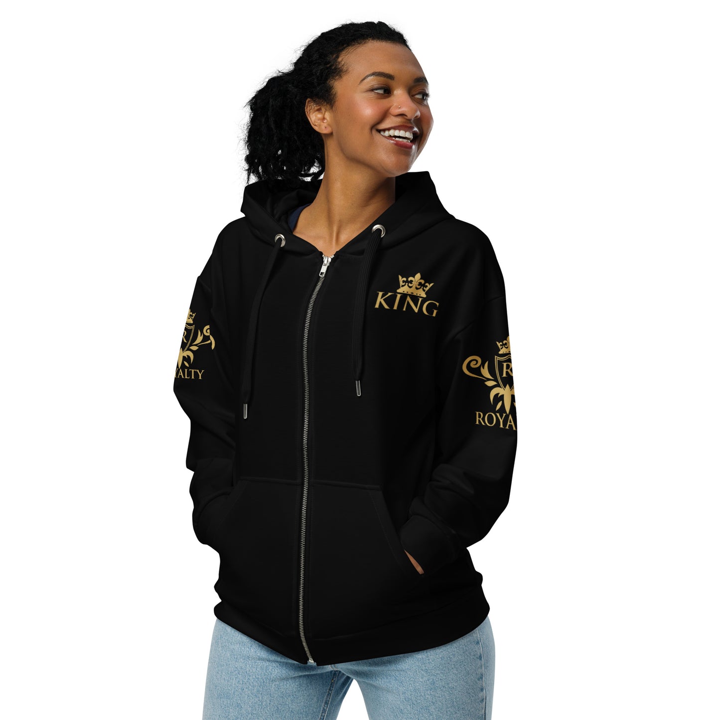 Prestige™ Unisex Zip Hoodie Schwarz &amp; Gold KING