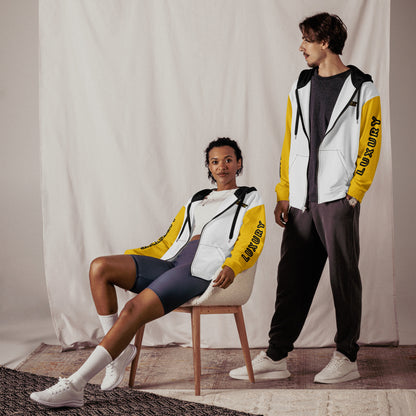 Sweat à capuche zippé unisexe Prestige™ Blanc & Jaune Lifestyle & Luxury