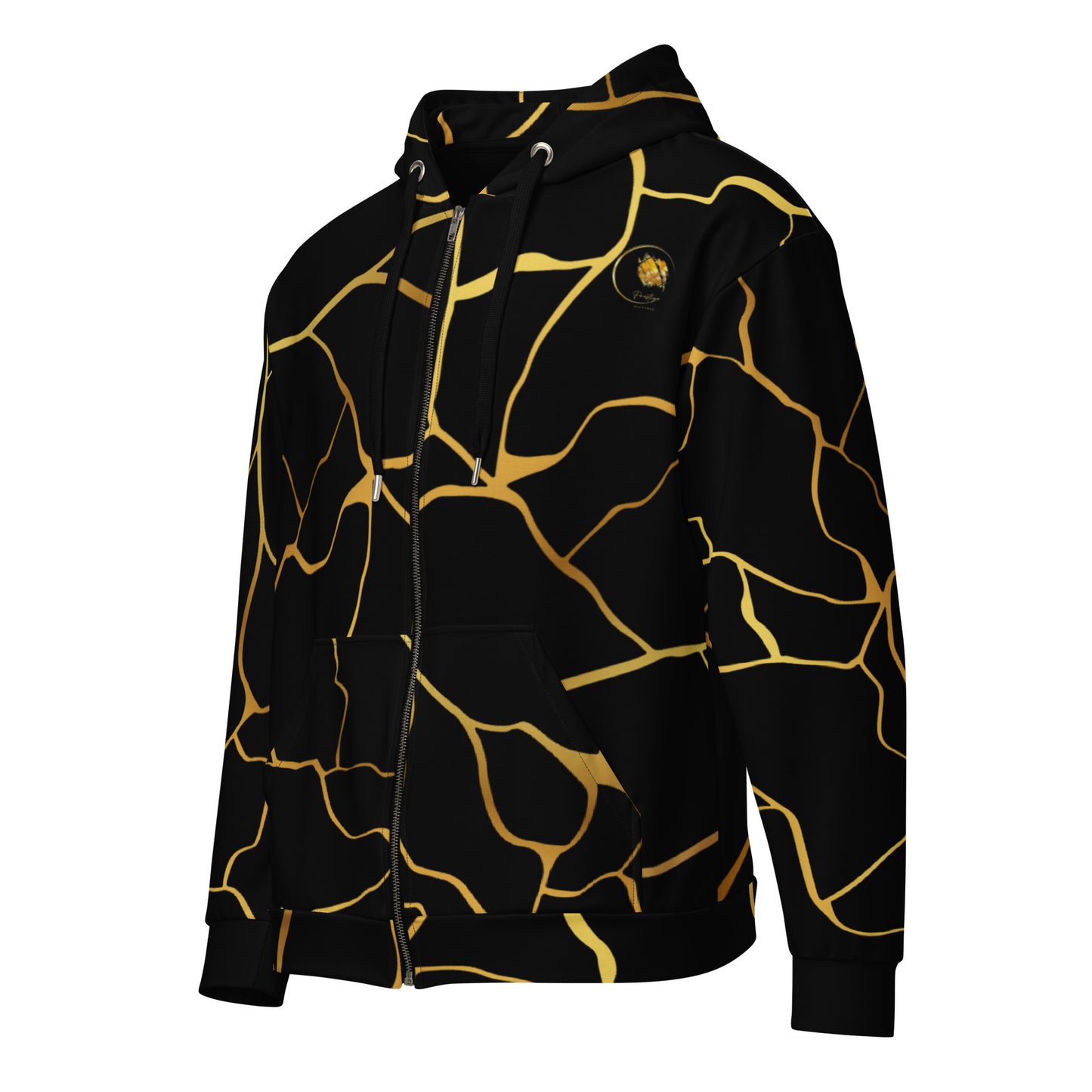 Prestige™ Unisex-Kapuzenpullover mit Reißverschluss, Schwarz und Gold