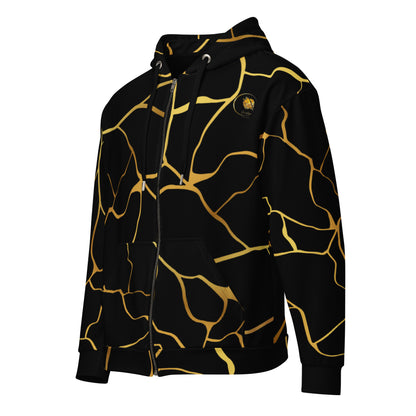 Prestige™ Unisex-Kapuzenpullover mit Reißverschluss, Schwarz und Gold