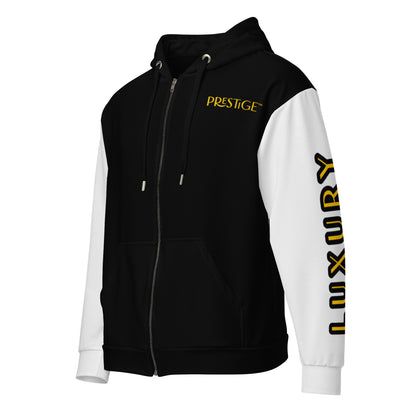 Prestige™ Unisex Zip-Up Hoodie Black &amp; White Lifestyle &amp; Luxury