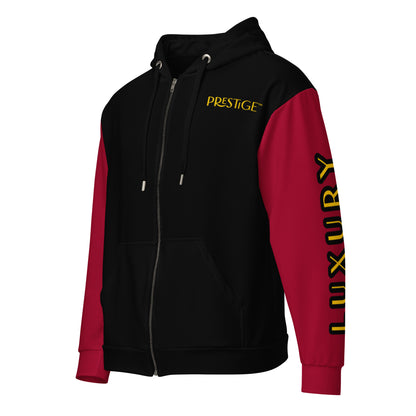 Prestige™ Unisex Zip Hoodie Schwarz &amp; Wein Lifestyle &amp; Luxus