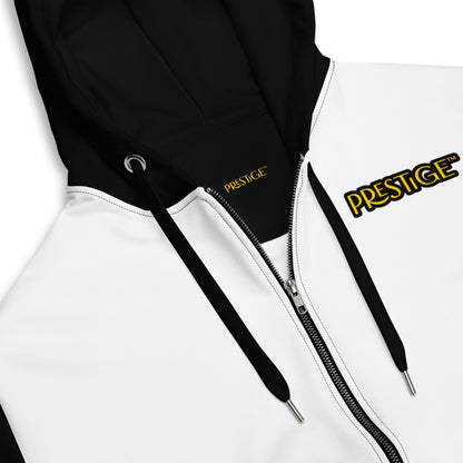 Prestige™ Unisex Zip-Up Hoodie White &amp; Black Lifestyle &amp; Luxury