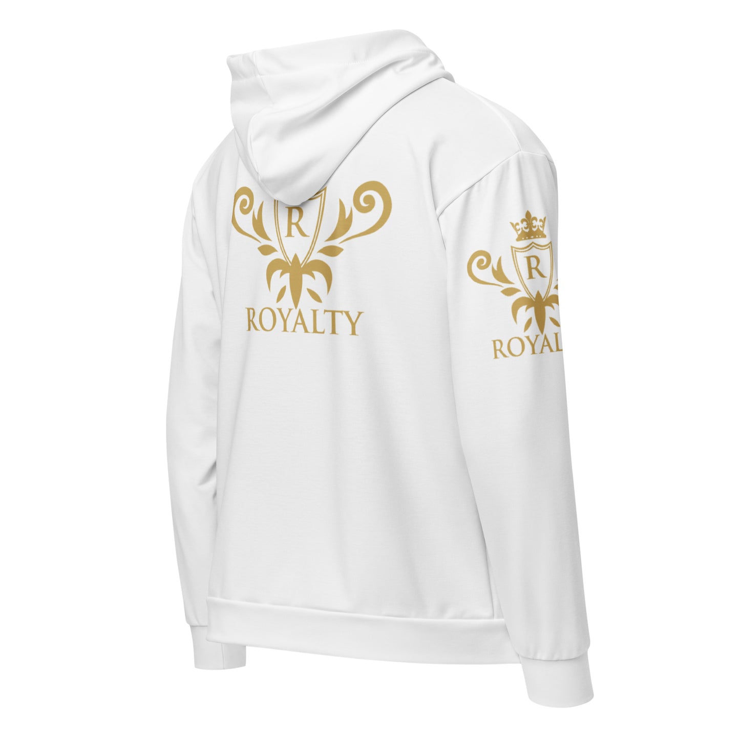 Sweat à capuche zippé unisexe Prestige™ Blanc & Or KING