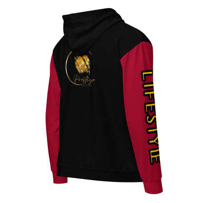 Prestige™ Unisex Zip Hoodie Schwarz &amp; Wein Lifestyle &amp; Luxus