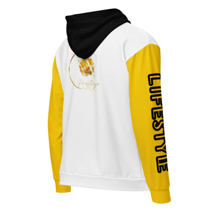 Sweat à capuche zippé unisexe Prestige™ Blanc & Jaune Lifestyle & Luxury