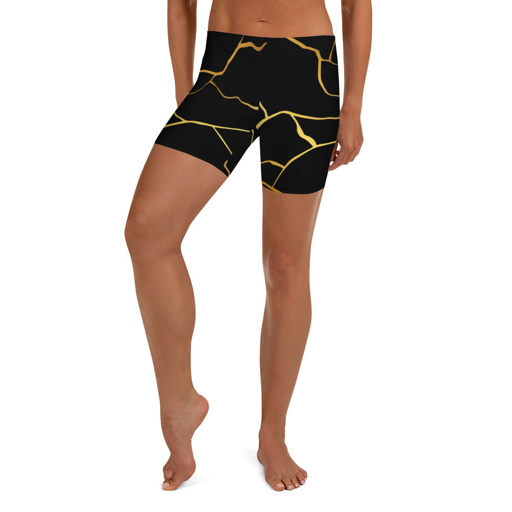 Prestige™-Shorts aus schwarzem und goldenem Filament für Damen