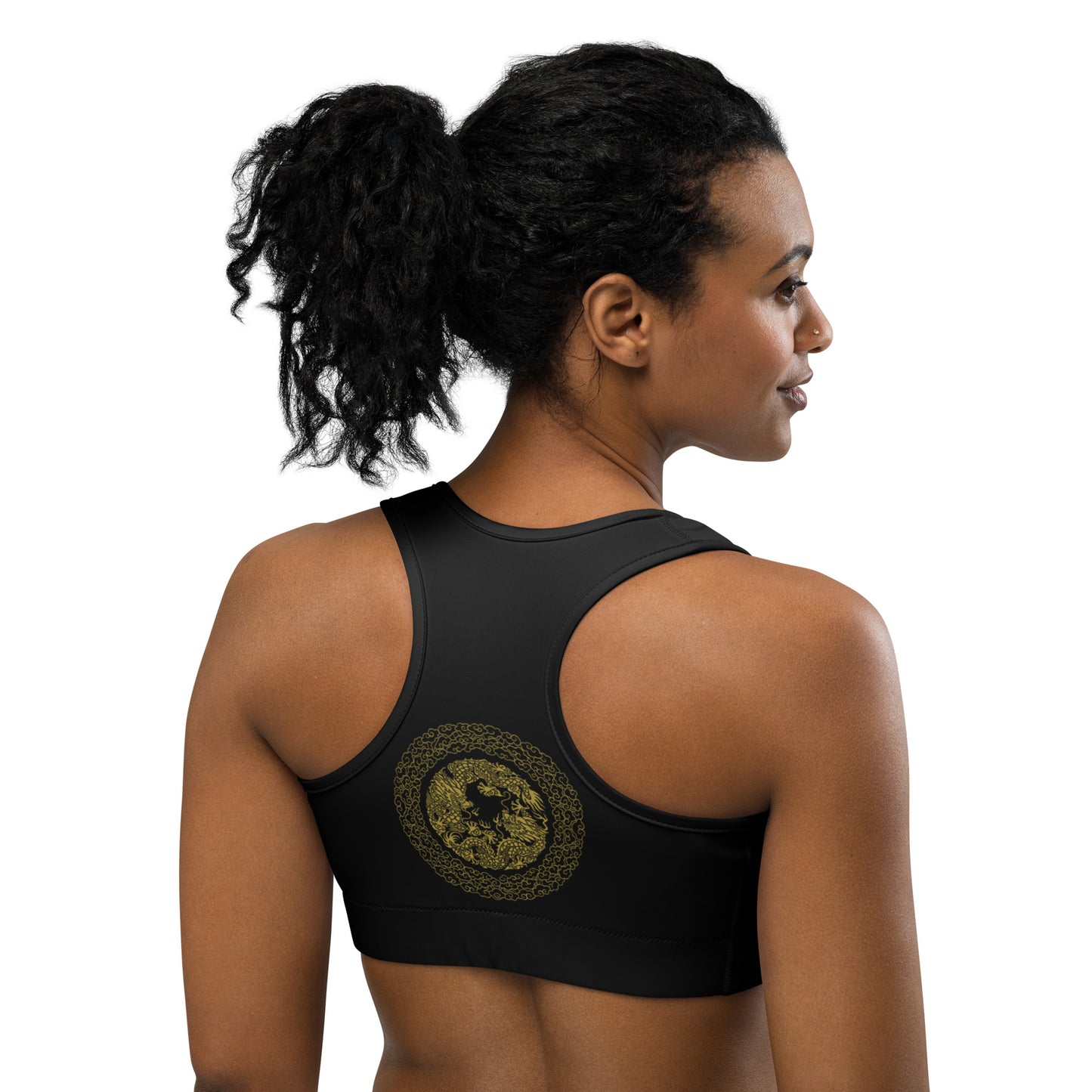 Prestige™ Black and Gold DRAGON Sports Bra